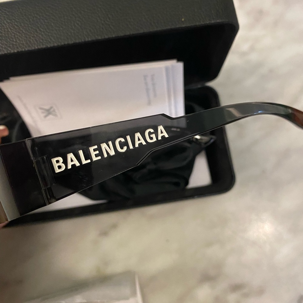 Balenciaga MONO RECTANGLE SUNGLASSES IN BLACK